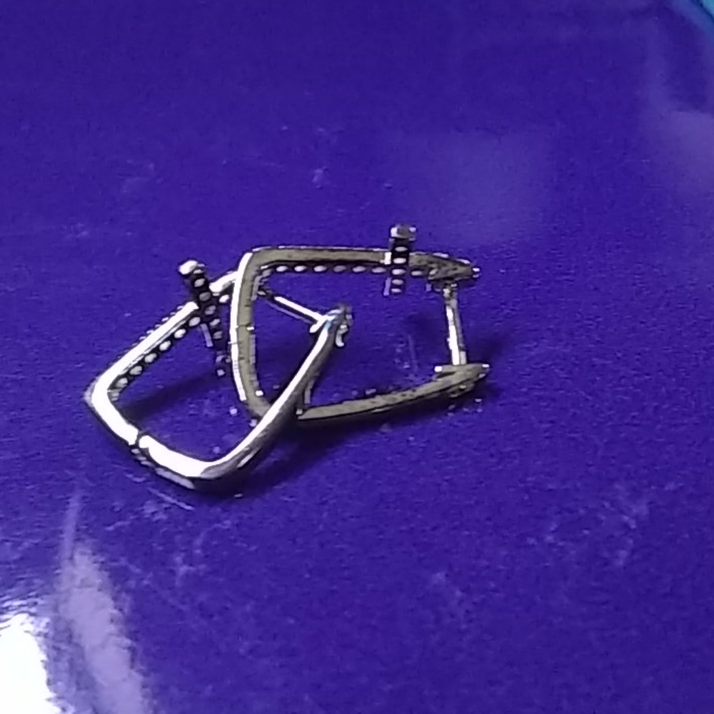 Cross Cz Solid Silver Earrings - image 4